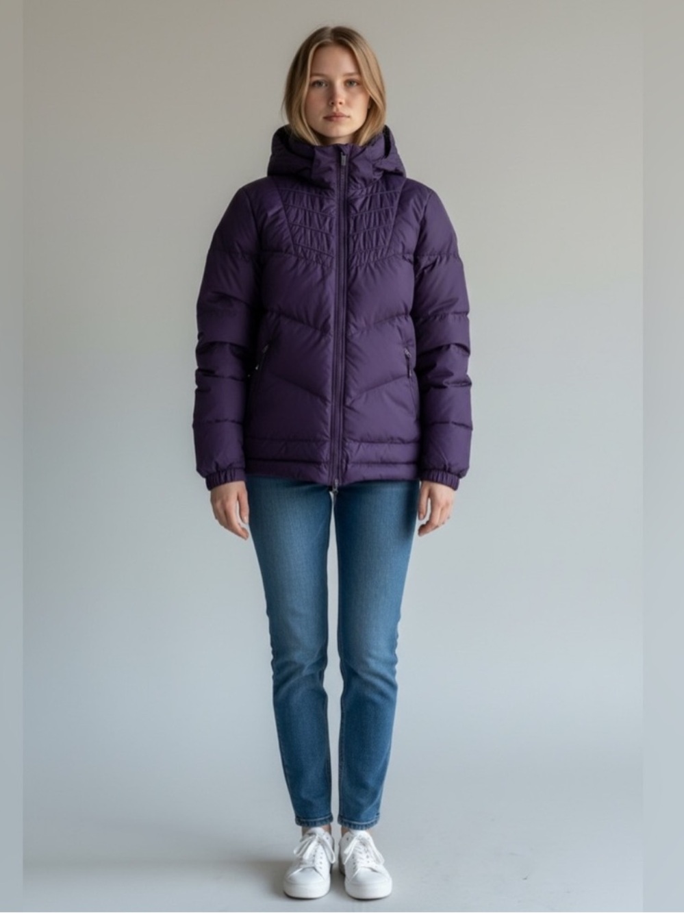 Nike purple hooded gorpcore winter weather ski down puffer jacket extra large